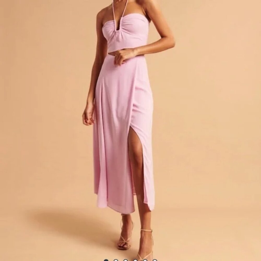 Abercrombie & Fitch Light Pink Strapless Midi Skirt Set